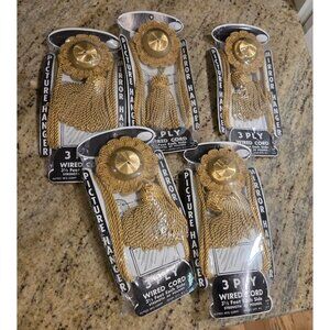 Lot of 5 Vtg Tasseled/ Corded  Mirror/ Picture Hangers Gold NOS